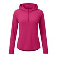 thumbnail image 7 of Maqroz Womens UPF 50+ Sun Protection Hoodie Jacket with Pockets Lightweight Quarter Zip Jackets Lightweight Long Sleeve Shirts Workout Hiking Outdoor Pullover Sweatshirt Hot Pink XXL, 7 of 7