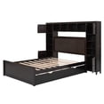 thumbnail image 5 of Full Size Bed Frame with Bookcase Headboard & Trundle, Captains Bed with Charging Station and 2 Drawers, Wood Storage Bed for Kids Teens Adults, Espresso, 5 of 9