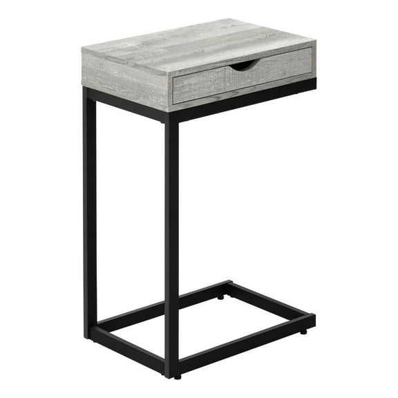 Accent Table C-shaped End Side Snack Living Room Bedroom Metal Grey