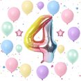 thumbnail image 2 of 40 inch Rainbow Gradient Colorful Number 3 Baby Birthday Party Foil Helium Large Balloon with12 Inches Rainbow Latex Decoration Balloons, 2 of 7