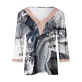 thumbnail image 4 of ZHUGeLI Women's Printed Pullover V-neck Lace T-shirt With 4/3 Sleeves And 3/4 Sleeves Top Up to 50% off Clearance, 4 of 4