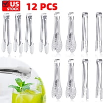 12Pcs 5" Premium Small Serving Tongs, Mini Stainless Steel Appetizer Tongs for Baking Salad Meat Ice