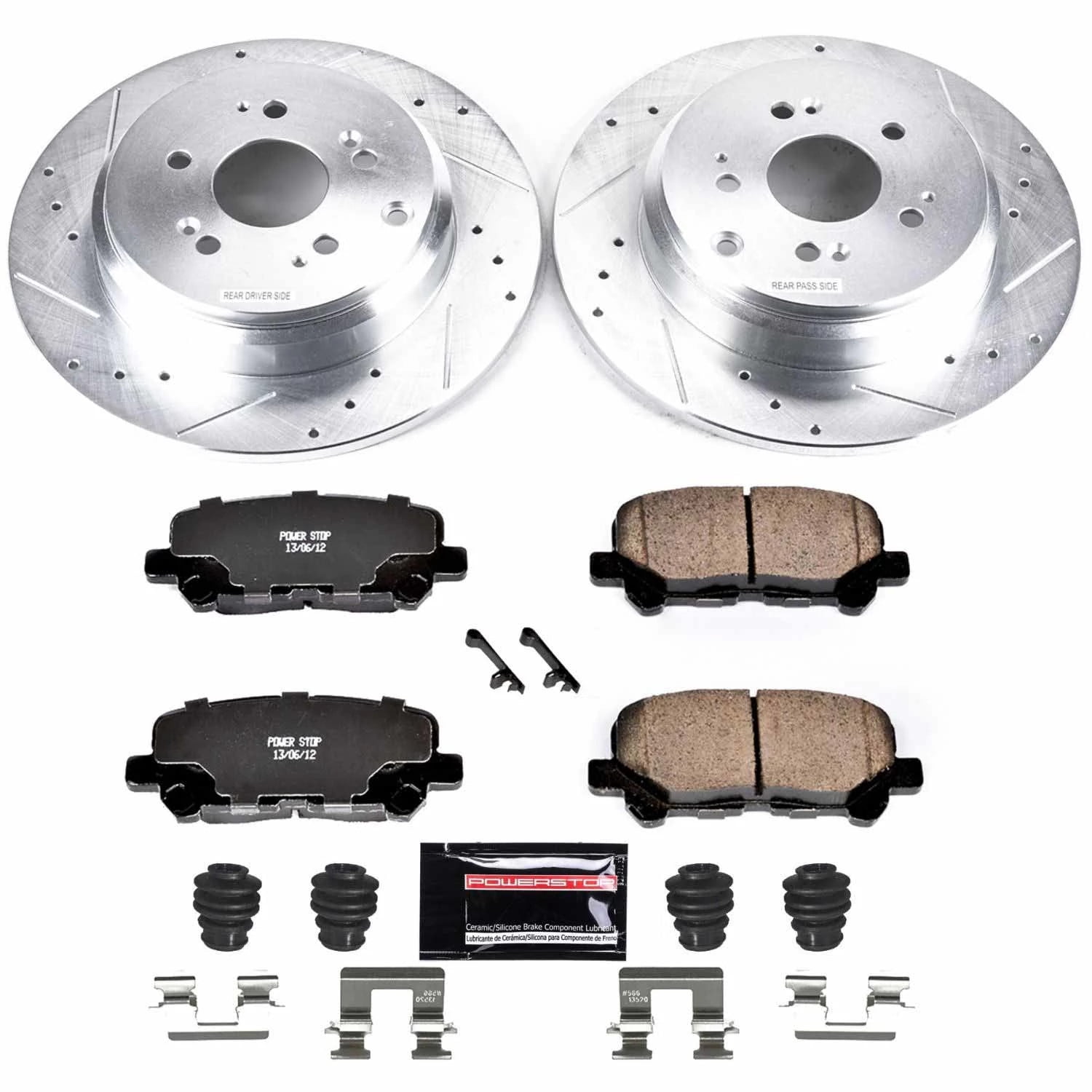 PowerStop Rear Z23 Evolution Sport Carbon-Fiber Ceramic Brake Pad and Drilled & Slotted Rotor Kit Fits: HONDA Select Models K5839