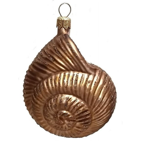Spiral Nautilus Seashell Polish Blown Glass Christmas Ornament Decorations