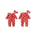 thumbnail image 2 of Baby Todlder Girls Christmas Jumpsuit 0 3 6 12 Motnhs Long Sleeve O Neck Gingerbread Print Ruffle Trim Romper with Headband, 2 of 9