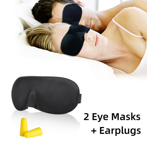 【3D Contoured Sleep Mask & Earplugs Set】Ultra-Soft Blackout Eye Mask for Adults - Adjustable Strap - Zero Pressure Design