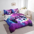 thumbnail image 3 of Manfei Gamepad Game Lovers 7-Piece Twin Bedding Sets,Geometric Honeycomb Hexagon Bedding Comforter Set,Purple Black Sheet Sets For Boys Kids,Ultra Soft Home Decor Reversible, 3 of 8