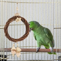FRCOLOR Wooden Bird Toy with Rattan Ring for Parrot Beak Maintenance and Interactive Play Safe Durable Multi