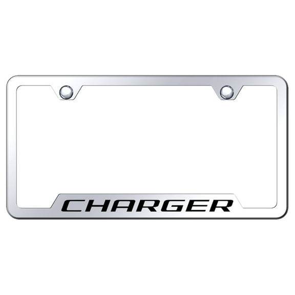 Dodge Charger Laser Etched Logo Cut-Out License Plate Frame (Chrome)
