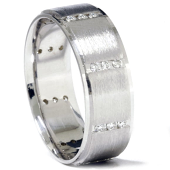 3/8ct Mens 14K White Gold Diamond Wedding Ring Band