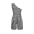 thumbnail image 4 of CEHVOM Womens Wide Leg Pants Polka Dot Striped Printed One-shoulder Shorts Jumpsuits, 4 of 5