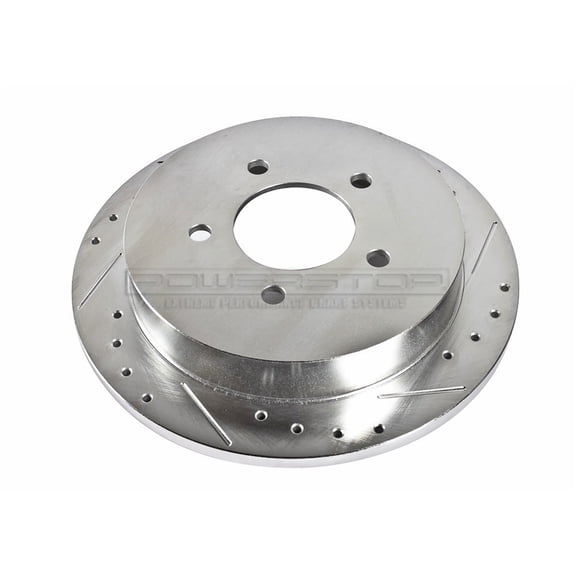 Power Stop AR8582XR Extreme Performance Drilled and Slotted Brake Rotor, Rear Right, Silver Zinc Plated