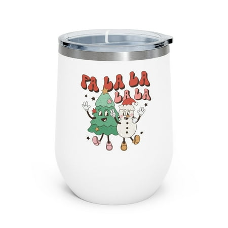

Fa La La La La Tree Snowman - Holiday 12oz Insulated Wine Tumbler