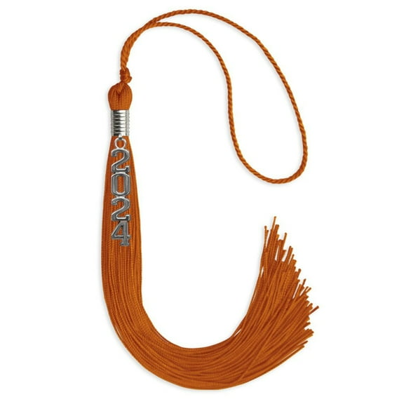 Endea Graduation Orange Graduation Tassel with Silver Stacked Date Drop