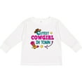 thumbnail image 3 of Inktastic Cutest Cowgirl in Town with Cowgirl Hat and Boots Girls Long Sleeve Toddler T-Shirt, 3 of 5