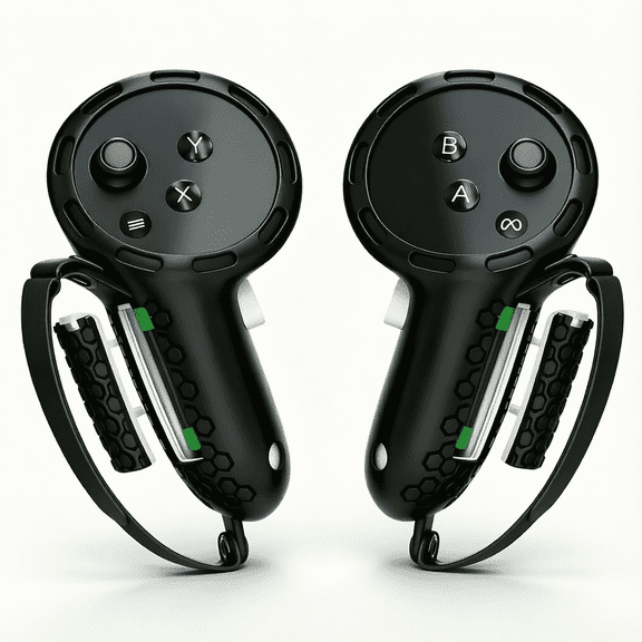 For Black Silicone Controller Grip Covers Compatible with Meta Quest 3 Meta Quest 3S Knuckle Hand Straps Reserved Battery Opening VR Accessories Batteries Not Included