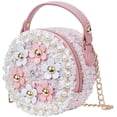 thumbnail image 2 of Bolso de hombro redondo de felpa para chico, bolso cruzado, minibolso de mensajero ajustable para niños pequeños, bebés, niñas, rosa WD.WDQZL Hogar, 2 of 5