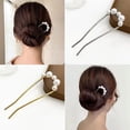 thumbnail image 2 of Horquilla en forma de U, sencilla, con forma de disco que combina con todo, con forma de bola, horquilla de metal con perlas, peine, tapón para el pelo, 2 of 6