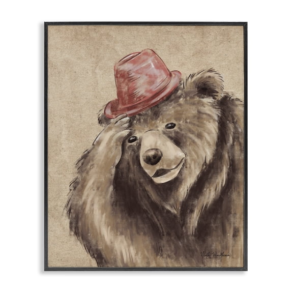 Stupell Industries Eclectic Brown Bear in Hat Black Framed Giclee Art, 11 x 14, by Nidhi Wadhwa