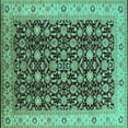 thumbnail image 1 of Ahgly Company Indoor Square Oriental Turquoise Blue Industrial Area Rugs, 8' Square, 1 of 4