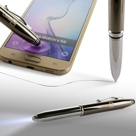 Premium Smooth Writing Ballpoint Pen with Touchscreen Stylus and LED Flashlight - Black