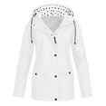 thumbnail image 1 of Womens Rain Jacket Crop Jacket with Hood Lightweight Long Womens Rain Proof Jacket Sleeve Windbreaker Zip Up Womens Rain Proof Jacket Drawstring Raincoat with Pockets, 1 of 4