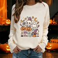 thumbnail image 2 of Halloween Sweatshirt for Women Sweatshirt for Daily Comfort and Casual with Cutout Detail Beige XL, 2 of 4