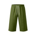 thumbnail image 4 of TKKCS Mens Casual Long Shorts Below Knee- Summer Beach Elastic Waist Drawstring Lightweight Loose Fit Daily Wear 3/4 Capri Shorts with Pockets Army Green Size 3XL, 4 of 9