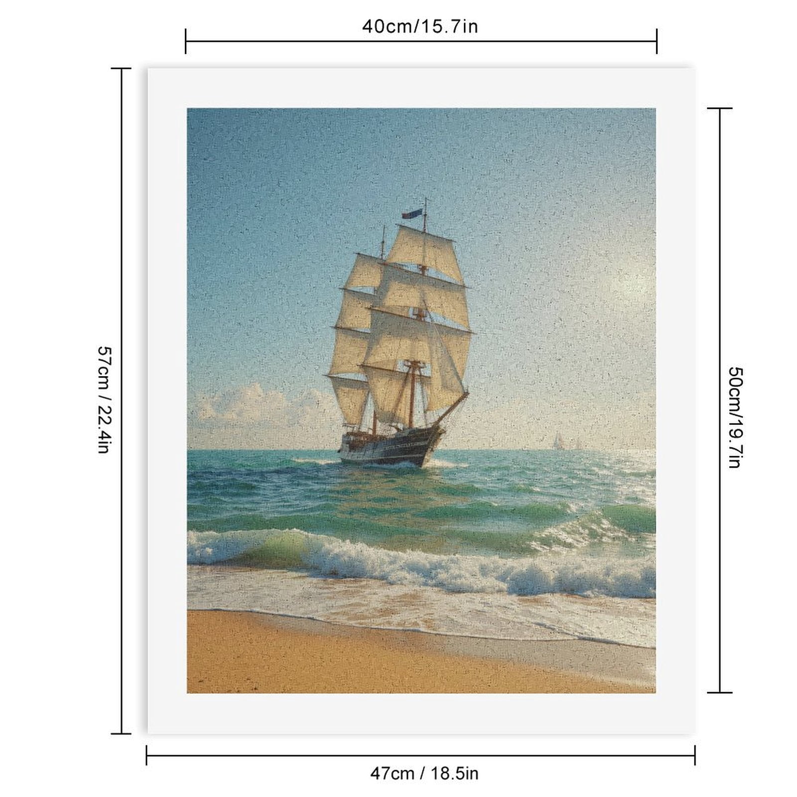 Paint By Numbers Kit for Adults Beginner - DIY Sailing Ship Ocean Voyage Canvas Painting Kits for Adults, Frameless Paint By Number for Adults for Home Wall Decor 16x20 Inch