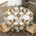 thumbnail image 3 of Beige and Brown Modern Art Geometric Round Tablecloth 60" X 60",Wrinkle Wipeable Table Cloth for Kitchen Dining Room Picnic Patio Party, 3 of 6