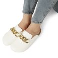 thumbnail image 4 of Dream Pairs Women's Mules Soft Footbed Clog Comfortable Flats Cork Clog Shoes Round Toe Chain Mules Slip on Sandals Slides Shoes SDML2207W WHITE/PU Size 7.5, 4 of 4