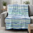 thumbnail image 2 of Green Blue Stripes Blanket Soft Cozy Warm Twin Blanket for Bed, Plush Fuzzy Flannel Fleece Blankets for Sofa, Ocean Waves Abstract Modern Art Throw Blankets for Couch, Gifts for Men, 60"x80", 2 of 9