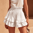 thumbnail image 3 of Women's Dressy Shorts Butterfly Leaf Frenulum Summer High Waisted Shorts Casual Beach Shorts Ruffle Hem Elagant Work Trouser Shorts with Pocket, 3 of 5