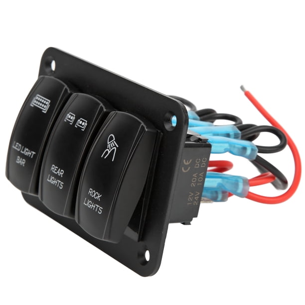 Interruptor de Barra de Luz LED, 3 Gang Rocker Switch Impermeable Blue Flight para Los Faros Delanteros Lámparas de Niebla de Luces Traseras