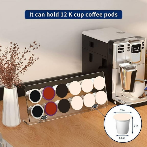 Ikeay 36-Capacity Coffee Pod Storage Drawer Sliding Organizer for K-Cups Under Cabinet Mount Acrylic Material One-Handed Operation Kitchen Or Office
