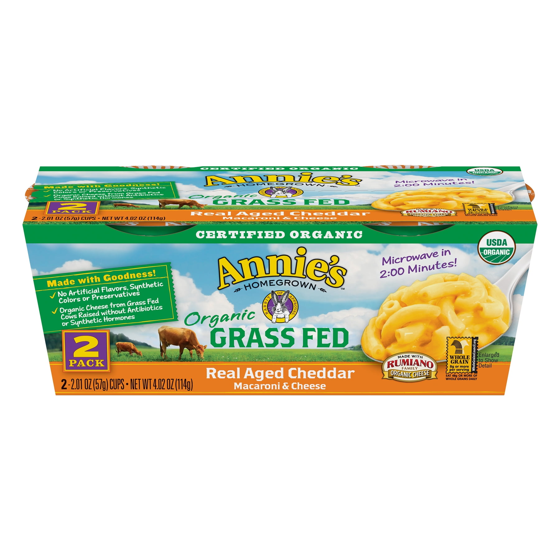 Annie's Homegrown Organic Grass Fed Real Aged Cheddar Macaroni and