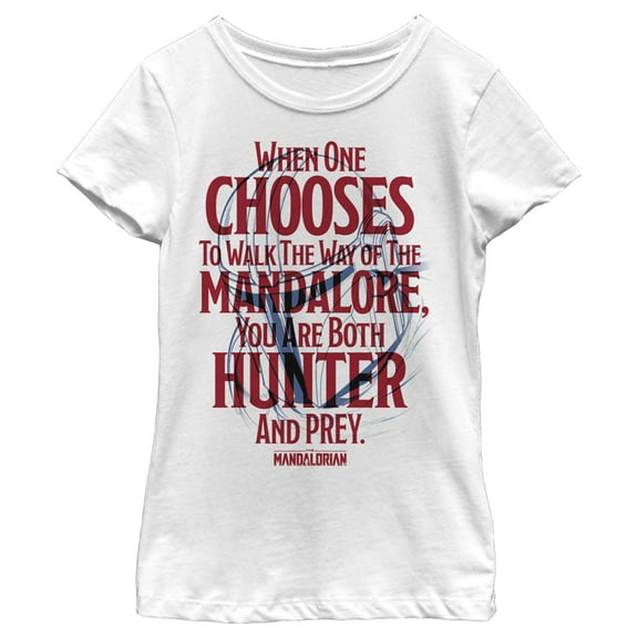 Girl's Star Wars: The Mandalorian You Are Both Hunter And Prey Graphic Tee White Large
