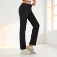 thumbnail image 2 of iHPH7 Womens High Waist Yoga Pants Stretchy Casual Trousers Straight Leg Pull On Side Pockets Women's Activewear Black L, 2 of 9