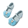 thumbnail image 3 of Viluyesy Girls Princess Dress Shoes - Toddler Bow Pearl Rhinestone Flats Soft Sole Ballet Slip-On Wedding Party Stage Performance School Uniform (2.5-11.5 Years) Blue Size 1 M, 3 of 7