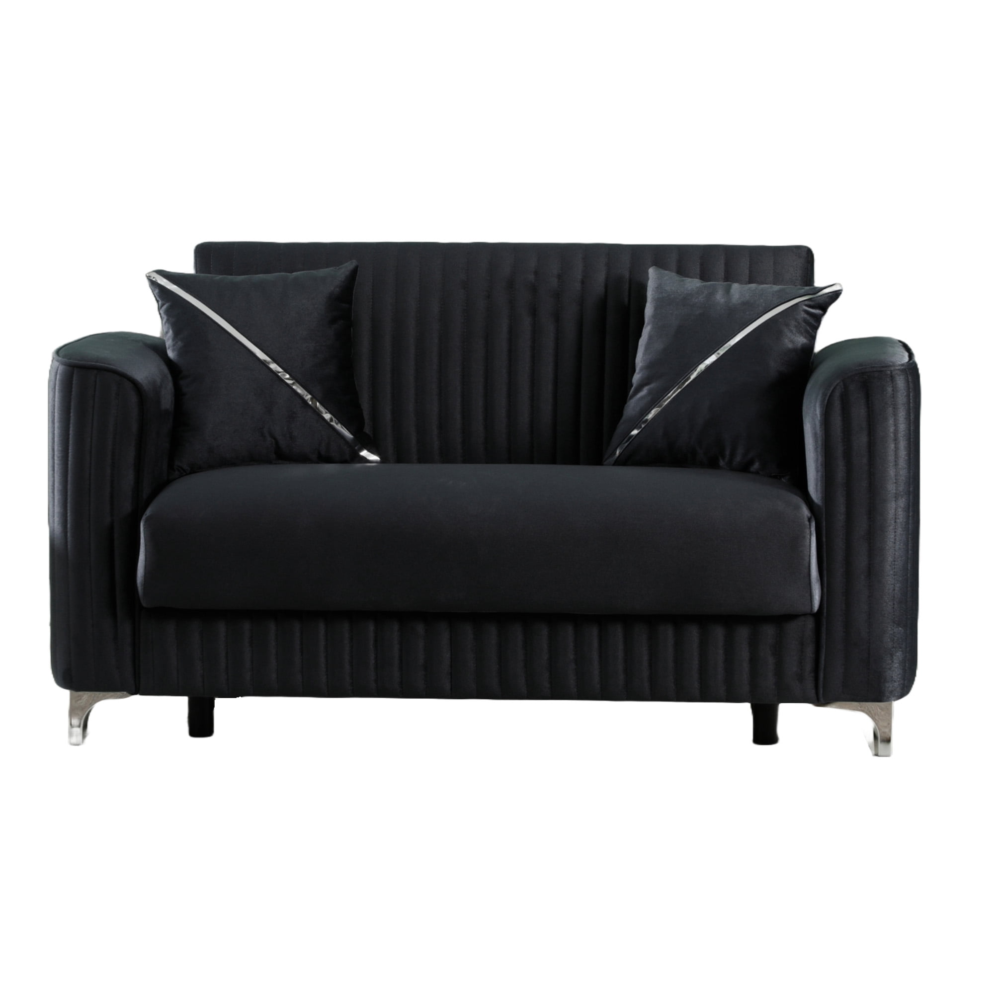 Ottomanson 61" Convertible Loveseat Sleeper with Storage, Modern Microfiber Sofa for Small Spaces, Gray