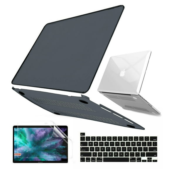 IClover New 2020 MacBook Pro 13.3" Case A2338 M1 A2251 A2289, Slim Hard PC Shell Laptop Cover & Keyboard Skin & Screen Protector Full Protection for Macbook Pro 13 Touch ID Touch Bar, Black