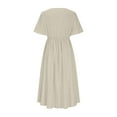 thumbnail image 5 of Penkiiy Women's Summer V-Neck Dress | Cotton-Like Linen Blend, Lightweight & Breathable | Trendy Casual & Vacation Essential S Beige, 5 of 6
