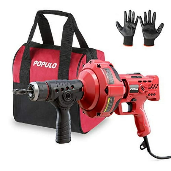 23 Ft. Handheld Electric Drain Cleaner, Corded Operated Snake Sink Clog Pipe Cleaner Plumbing, Power Auto Feed Tube Cable, Great Drain Cleaning Tool for T et, Sewer, Bathtub and Kitchen Sink, Populo