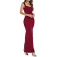 thumbnail image 2 of Lucakuins, vestido largo de cola de pez para mujer, vestido informal de fiesta de corte bajo de Color sólido para cóctel de playa, ropa de calle de verano Lucakuins moda, 2 of 7