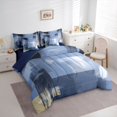 thumbnail image 3 of Homewish Grey Blue Abstract Twin Bedding Sets 7-Piece, Retro Square Abstract Bedding Comforter Set, Oil Printing Artwork Reversible Sheet Sets, Breathable Home Decor, 3 of 7