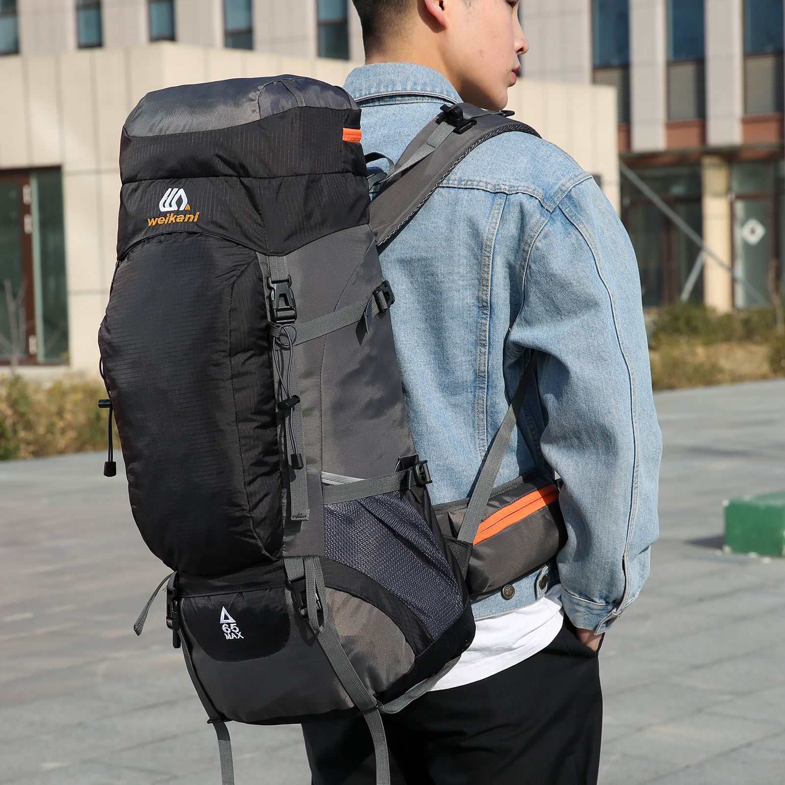 weikani 65L Water-resistant Hiking Backpack with Rain Cover Sport 