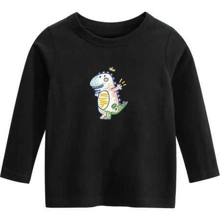 

Nrmvnmi Kids Boys And Girls Fashion Pullover Cute Dinosaur Cartoon Print Crew Neck Long Sleeve T Shirts Cotton Loose Casual Comfortable Clothings For Spring Autumn