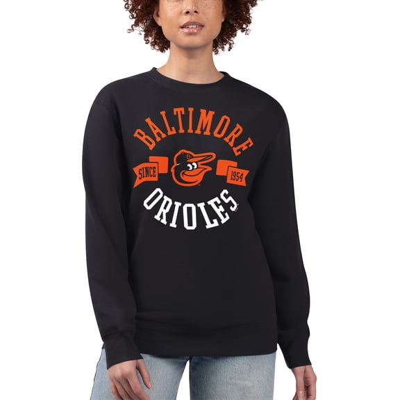 Women's G-III 4Her by Carl Banks Black Baltimore Orioles Team Logo Fleece Pullover Sweatshirt