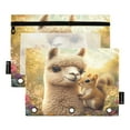 thumbnail image 2 of 2 Pack Pencil Pouch for 3 Ring Binder Smooth Zipper Folders with Pockets Clear Window Pencil Case Squirrel and Alpaca, 2 of 6