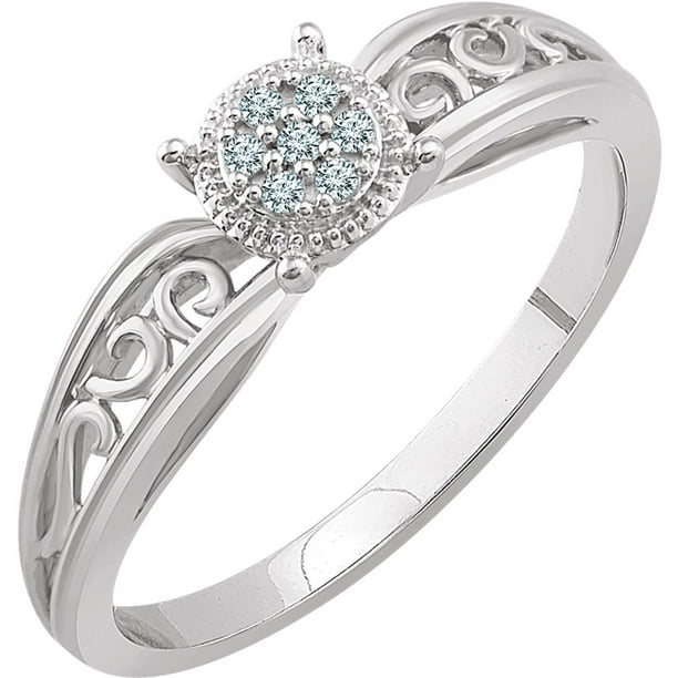 Jewelry 10k White Gold Polished .05 Dwt Diamond Promise Ring Size 6.5